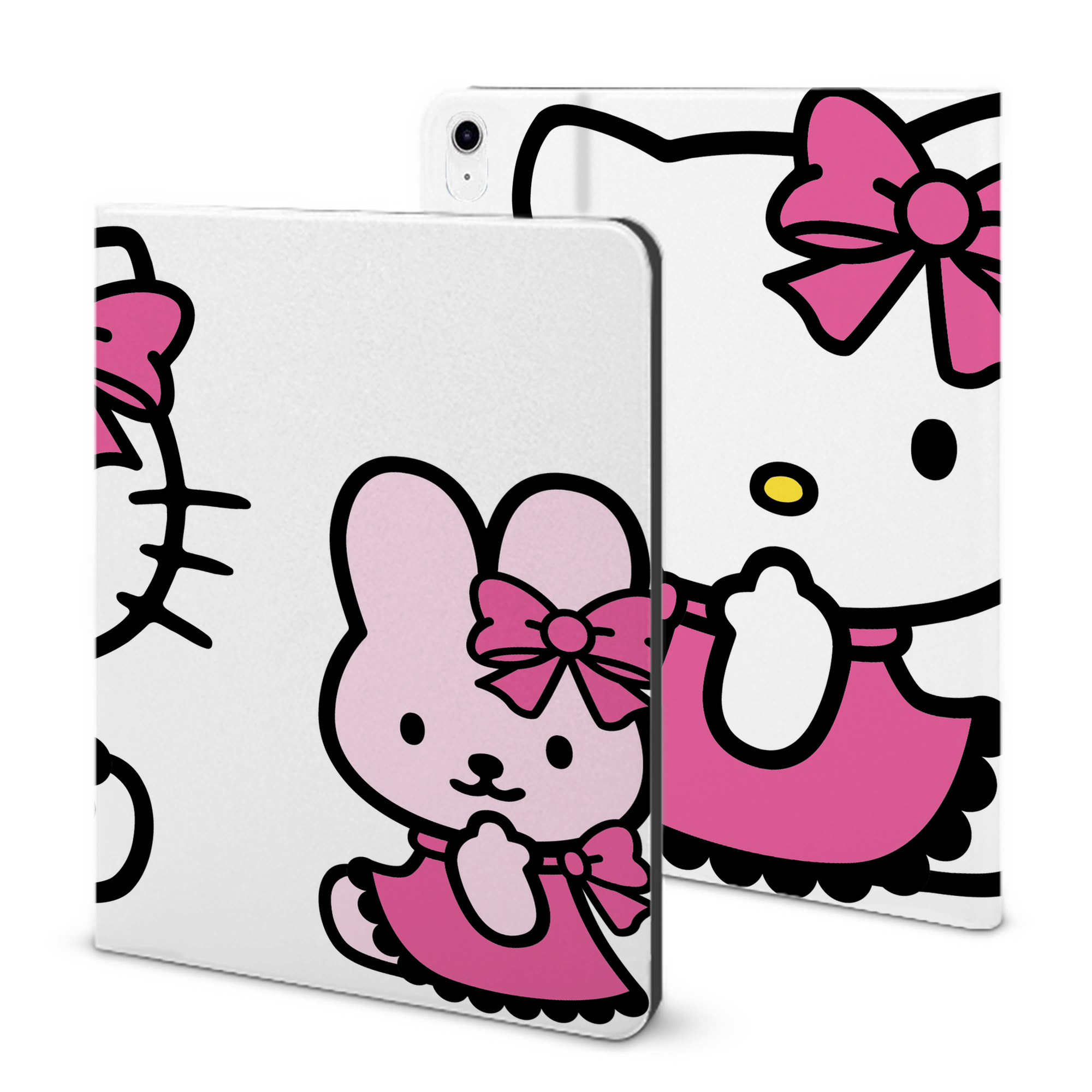 （画像用） Hello Kitty ハローキティ IPad ケース ブック型 PUレザー TPU 耐衝撃 軽量 薄型 ペン収納なし 全面保護 IPad 各モデル対応